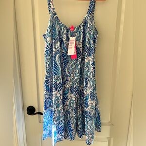 NWT Size L Lilly Pulitzer Lori Dress in Baja Blue. The prettiest blue pattern!